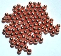 100 3mm Round Plated Bright Copper Metal Beads